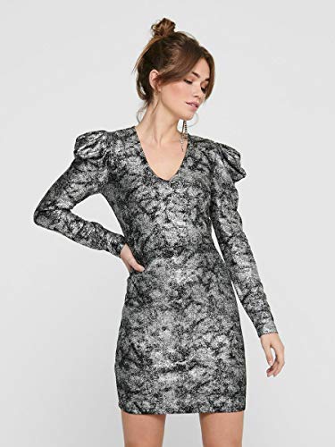 Only Vestido Largo JDYMISSY L/S Puff Sleeve Dress JRS para Mujer Mujer Color: Black - Silver Coating Talla: XL