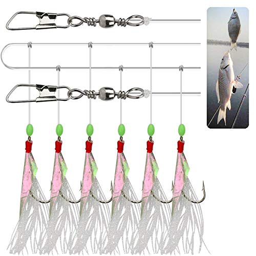 OriGlam 6pcs Luminosas Plataformas de Pesca, señuelos de Pesca, Plataformas de Cebo, Plataformas de mar de Piel de Pescado Real