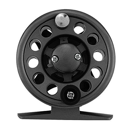 OriGlam Carrete de pesca con mosca, carrete de pesca con mosca, carretes de pesca de hielo, potentes carretes de spinning ligeros para agua dulce de agua salada (negro)