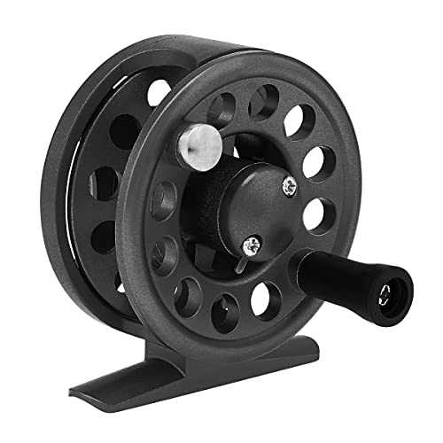 OriGlam Carrete de pesca con mosca, carrete de pesca con mosca, carretes de pesca de hielo, potentes carretes de spinning ligeros para agua dulce de agua salada (negro)