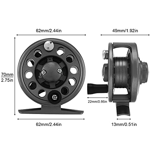 OriGlam Carrete de pesca con mosca, carrete de pesca con mosca, carretes de pesca de hielo, potentes carretes de spinning ligeros para agua dulce de agua salada (negro)