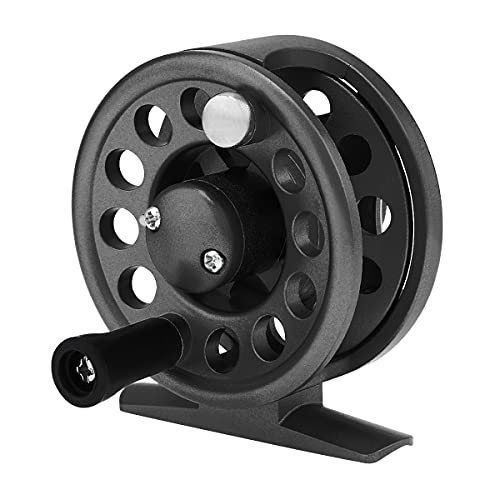 OriGlam Carrete de pesca con mosca, carrete de pesca con mosca, carretes de pesca de hielo, potentes carretes de spinning ligeros para agua dulce de agua salada (negro)