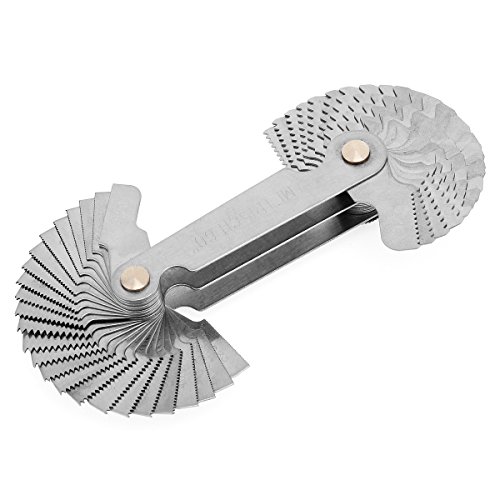 OriGlam - Herramienta de medición de rosca métrica en acero inoxidable, 55 grados, 60 grados de agarre, calibre de rosca de Whitworth