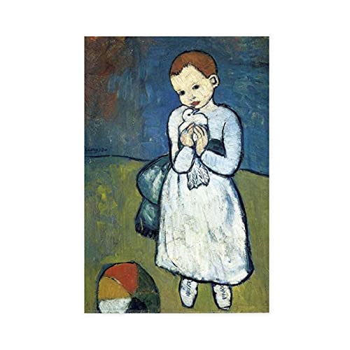 Pablo Picasso - Cuadro de pintura al óleo clásica para niños con paloma (60 x 90 cm)