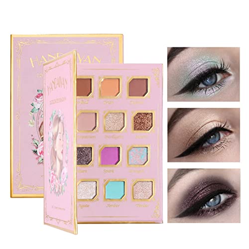 Paleta De Sombras De Ojos Desnudas De Maquillaje De 12 Colores Con Espejo, Textura Aterciopelada Mate Perla Brillo Sombra De Ojos