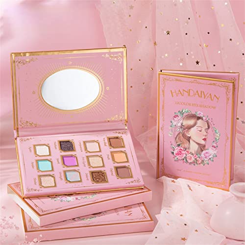 Paleta De Sombras De Ojos Desnudas De Maquillaje De 12 Colores Con Espejo, Textura Aterciopelada Mate Perla Brillo Sombra De Ojos