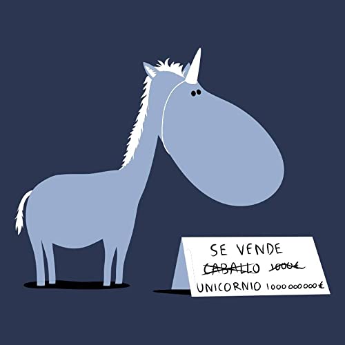 Pampling Camiseta Se Vende (Talla S) - Unicornio - Chiste - Color Azul Denim - 100% Algodón - Serigrafía