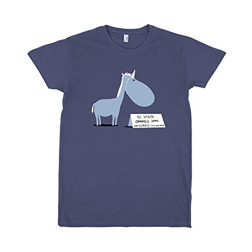 Pampling Camiseta Se Vende (Talla S) - Unicornio - Chiste - Color Azul Denim - 100% Algodón - Serigrafía