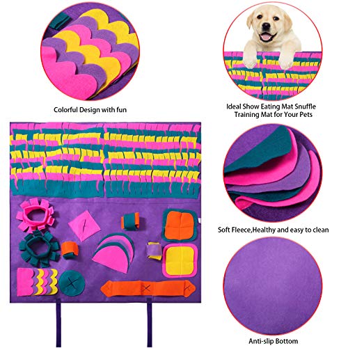 PATIO PLUS Alfombra Olfativa Perros, Grande 90 x 90cm Snuffle Mat para Perros Alfombrilla para Perros, Alimentación de Mascotas, Morada