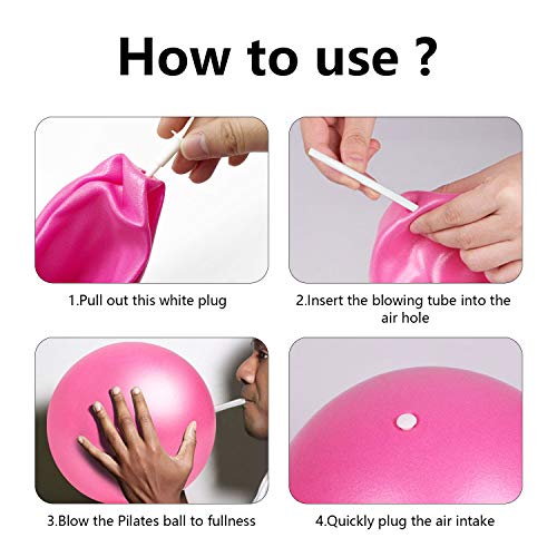 Pelota de Pilates de Yoga de 25 cm, 2 Pelotas de Ejercicio Pequeñas, Mini Pelota de Pilates Suave Antideslizante para Gimnasio, Yoga, Masaje y Pilates en Casa (Púrpura y Rosado)