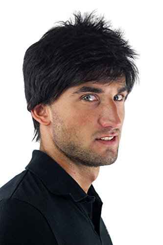 Peluca masculina, para hombre, corto, juvenil, color negro, deportivo, estilo bravo erizado, bien estiloso, moderno, informal,cardado, nuevo GFW1169-6