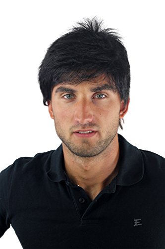 Peluca masculina, para hombre, corto, juvenil, color negro, deportivo, estilo bravo erizado, bien estiloso, moderno, informal,cardado, nuevo GFW1169-6