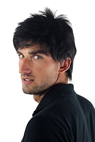 Peluca masculina, para hombre, corto, juvenil, color negro, deportivo, estilo bravo erizado, bien estiloso, moderno, informal,cardado, nuevo GFW1169-6