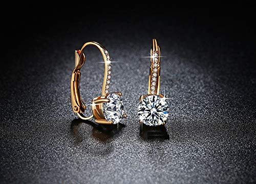 Pendientes de aro chapados en oro, elegantes, para mujer, niñas, con circonitas, regalo para mujeres