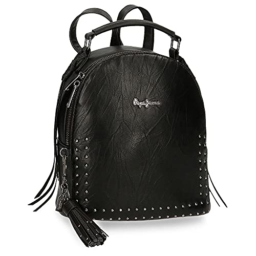 Pepe Jeans Chic Mochila Casual Negro 21x25x11 cms Piel sintética 5,78L