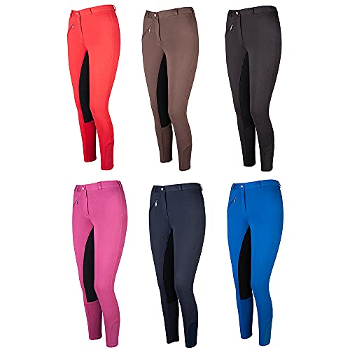 PFIFF 102290 Thea - Pantalones de equitación para Mujer (Piel sintética), Todo el año, Pantalón de equitación Thea, Mujer, Color Azul (Azul/Negro), tamaño 40