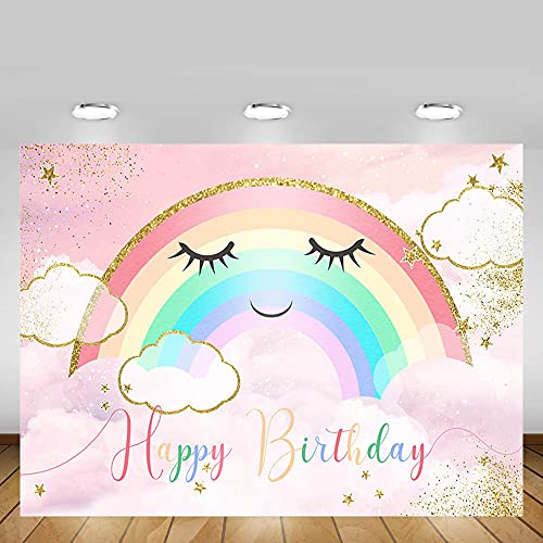 pies arco iris bebé niña cumpleaños telones pastel colorido nube oro estrellas cielo rosa ellos partido decoración princesa fotografía accesorios pastel smash fondo foto estudio