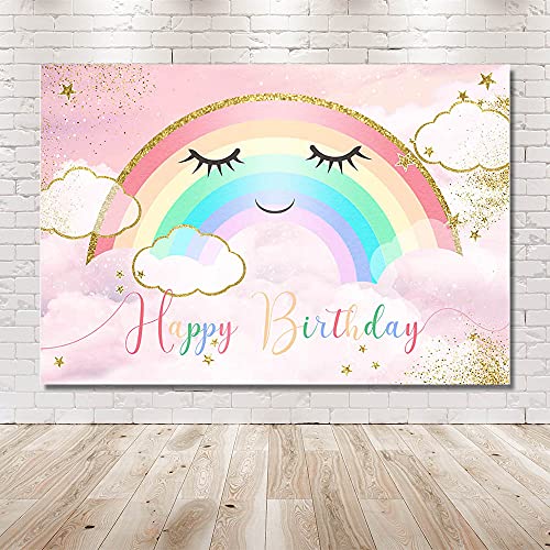 pies arco iris bebé niña cumpleaños telones pastel colorido nube oro estrellas cielo rosa ellos partido decoración princesa fotografía accesorios pastel smash fondo foto estudio