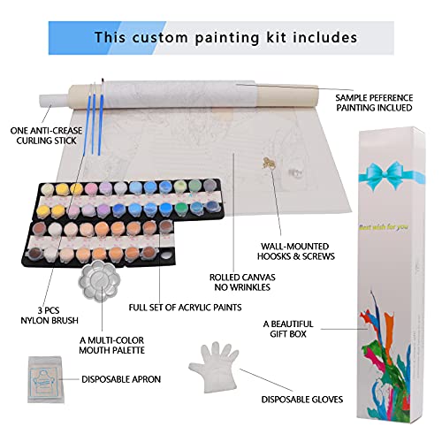 Pintura por Números Personalizada con Foto para adultos, Pintura Al Óleo Personalizada Según Tus Propia Fotos , Pintura Digital DIY para Niños, Kit Digital para Principiantes,40 * 50Cm - Sin Marco