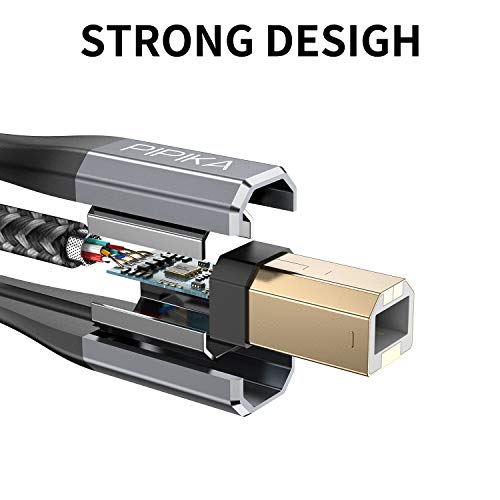 PIPIKA Cable Impresora [3M] Impresora Cable USB 2.0 A a B Compatible para Impresora HP, Epson,Canon,Brother, Lexmark,Escáner,Disco Duro,Fotografía Digital y Otros Dispositivos
