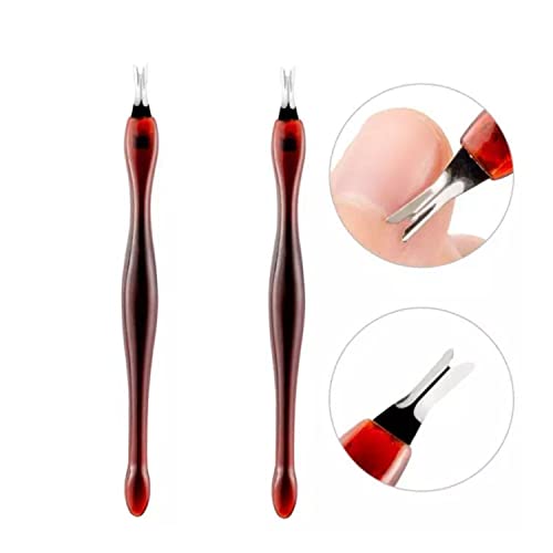 PKOUVOO 2pcs Cortacutículas de calidad, para el cuidado Cuchilla pielesen forma de V de acero inoxidable Cuticle Cutter Retira Piel muerta, Empujador de Cutícula de Profesional de Acero Inoxidable
