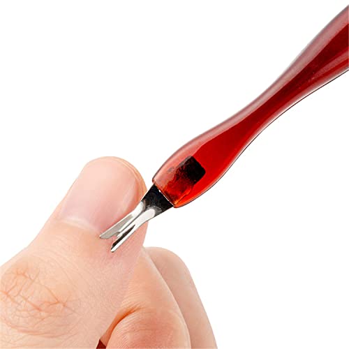 PKOUVOO 2pcs Cortacutículas de calidad, para el cuidado Cuchilla pielesen forma de V de acero inoxidable Cuticle Cutter Retira Piel muerta, Empujador de Cutícula de Profesional de Acero Inoxidable