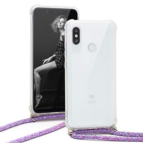 Pnakqil Funda para Huawei Honor 8X con Cuerda Carcasa Transparente TPU Silicona Piel Antigolpes Suave con Colgante Ajustable Collar Correa de Cuello Protectora Case Cover para Huawei Honor 8X, 10