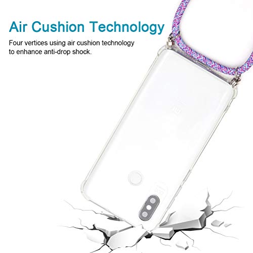Pnakqil Funda para Huawei Honor 8X con Cuerda Carcasa Transparente TPU Silicona Piel Antigolpes Suave con Colgante Ajustable Collar Correa de Cuello Protectora Case Cover para Huawei Honor 8X, 10