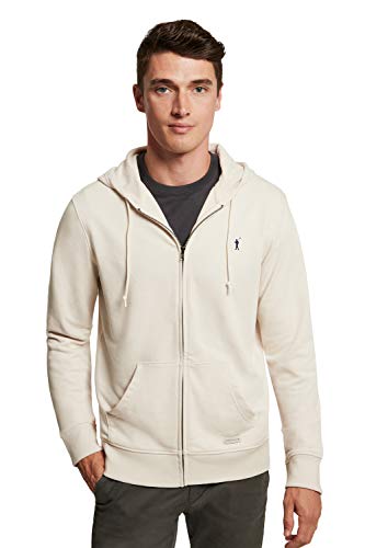 POLO CLUB Sudadera Orgánica Color Crudo con Capucha, Cierre Cremallera y Bolsillos Delanteros para Hombre