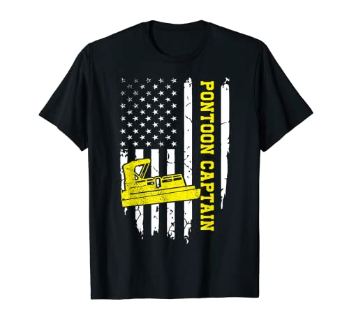 Pontón barco Capitán Bandera Americana 4 de julio Paseo en bote Camiseta