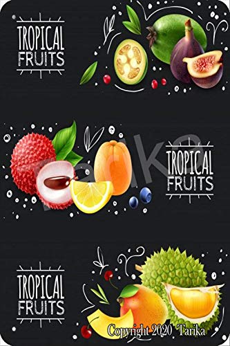Póster de frutas tropicales de 20 x 30 cm, diseño vintage, decoración para el hogar, cocina, baño, granja, jardín, garaje, citas inspiradoras, decoración de pared