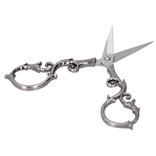 Pssopp Tijeras de Coser de Estilo Europeo Vintage, Tijeras de Flor de Ciruelo, Tijeras de Acero Inoxidable Bordadas para Trabajos de artesanía a Medida(Plata)