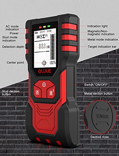 QLUUE Detector de Pared, Sensor ElectróNico 5 En 1, EscáNer De Pared, Detector De Tubos De Metal, Pantalla Lcd Con BateríA, Para Detectar Madera, Metal Y Cables En La Pared