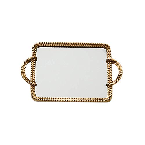 QTWW Bandeja de baratijas Rectángulo Poliresina Bandeja de Espejo Decorativa Antigua Bandeja de tocador de Maquillaje de Vidrio Pulsera Pendientes Collar Placas de Almacenamiento de Anillos Perfu
