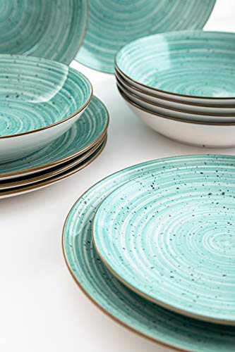 Quid Montreal Vajilla completa moderna de porcelana para 6 personas (18 piezas)|Platos llanos, Platos hondos, Platos postre