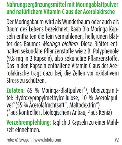 Raab vitalf Brentwood Moringa Cápsulas, 90 unidades, 1er Pack (1 x 36 G)