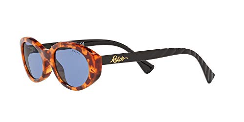 Ralph by Ralph Lauren Gafas de sol ovaladas Ra5278 para mujer, Shiny Sponged Havana/Light Blue,