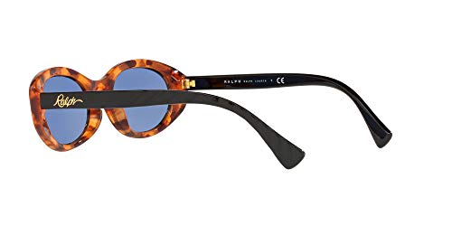 Ralph by Ralph Lauren Gafas de sol ovaladas Ra5278 para mujer, Shiny Sponged Havana/Light Blue,
