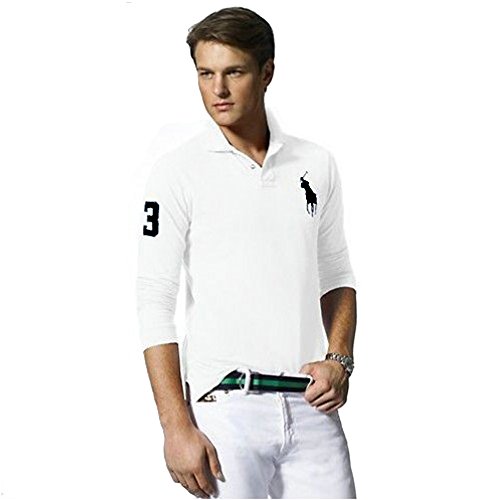 Ralph Lauren Polo de Manga Larga con Big Pony (XL, Pure White)