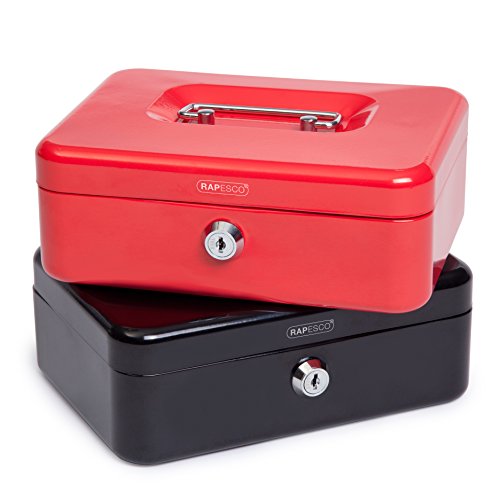 Rapesco SB0008B1- Caja Fuerte Portátil de 20 cm de Ancho con Portamonedas Interior, Color Negro