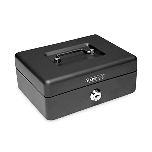 Rapesco SB0008B1- Caja Fuerte Portátil de 20 cm de Ancho con Portamonedas Interior, Color Negro
