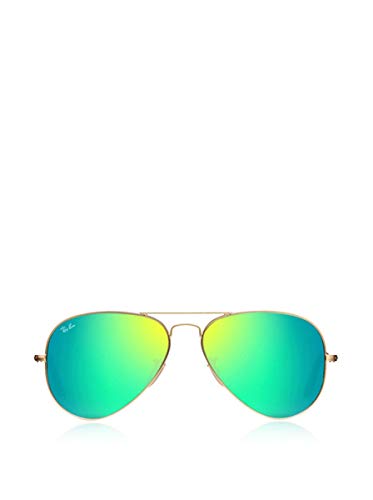 Ray-Ban Aviator Large Metal, Gafas de Sol Unisex Adulto, Dorado (Matte Gold/Cristal Green Mirror), 58
