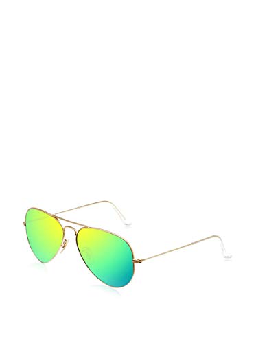 Ray-Ban Aviator Large Metal, Gafas de Sol Unisex Adulto, Dorado (Matte Gold/Cristal Green Mirror), 58