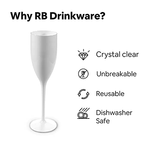 RB Copa de Champán Blanco Plástico Premium Irrompible Reutilizable 13cl, Set de 6