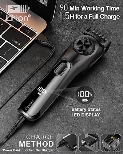 Recortadora de barba para hombre Dynabliss corta barba profesional maquinilla de afeitar ajustable,Máquina de afeitar eléctrica de presión hombres con 20 longitud/pantalla LED y 2 peines
