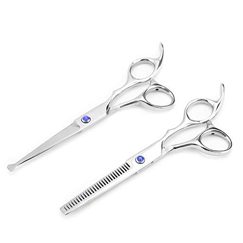 Regalo de verano Tijeras para adelgazar el cabello de aseo Tijeras de corte de pelo de bebé de acero inoxidable para peluquería de mascotas Uso diario en el hogar Peluquería(Blue screw)