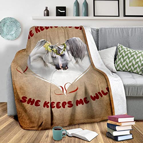 Regalos significativos para la familia He Keep me Safe She Keep me Wild Horse Manta de felpa Manta personalizada personalizada