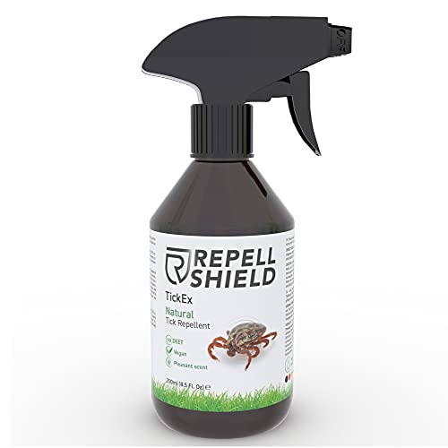 RepellShield Spray Repelente de Garrapatas - Antimosquitos Spray Natural - Repelente Pulgas Humanos, Garrapatas y Más Insectos - Repelente Mosquitos Spray y Garrapatas con Aceites Esenciales, 250 ml
