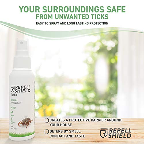 RepellShield Spray Repelente de Garrapatas - Antimosquitos Spray Natural - Repelente Pulgas Humanos, Garrapatas y Más Insectos - Repelente Mosquitos Spray y Garrapatas con Aceites Esenciales, 100 ml