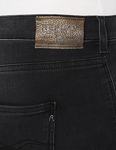 REPLAY Stella Ankle Zip Vaqueros Skinny, Negro (098 Black), 32W / 28L para Mujer